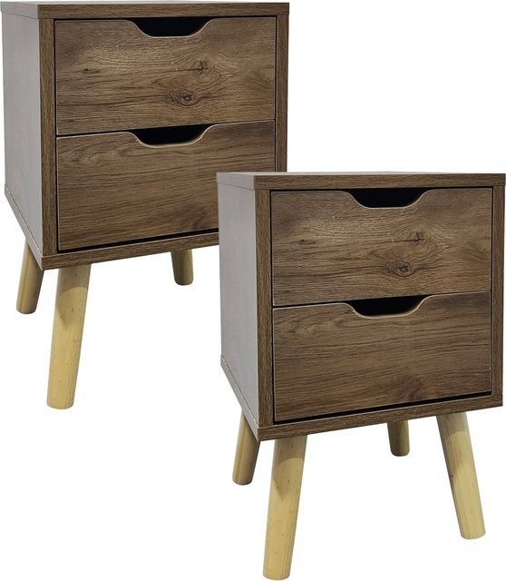 HTI-Living Nachttisch Thekla 2er-Set mit 2 Schubladen in Eiche - Bild 1