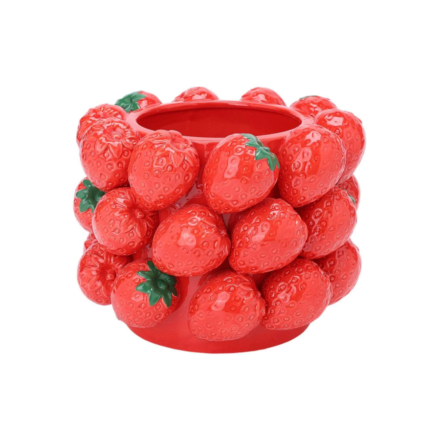 House of Nature Vase Strawberry Delight in Rot mit Erdbeerrelief aus Keramik und Steingut, Höhe: 26 cm - Bild 1