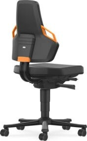 Bimos Arbeitsdrehstuhl Nexxit Skintec in Orange mit automatischer Gewichtsregulierung, Sitztiefenverstellung und Rollen - Bild 1
