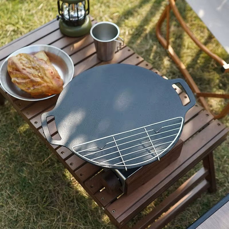 Antihaftbeschichtete Backbratpfanne mit Grillgitter und Netzpolster für Outdoor-Camping und Wandern, Durchmesser: 26,0 cm - Bild 3