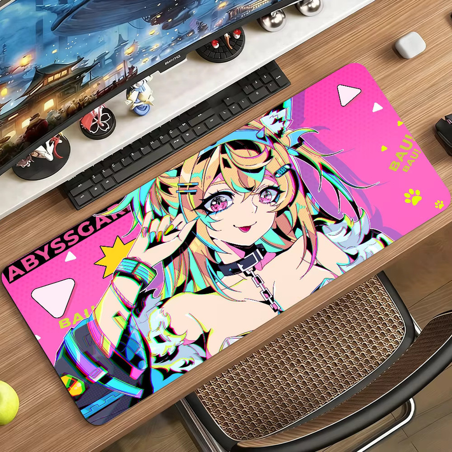 VTuber FuwaMoco Mauspad rutschfeste Gamer-Schreibtischunterlage für Laptop und Büro in Großformat - Bild 5
