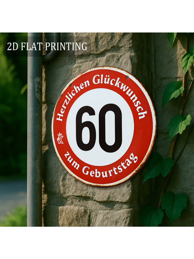 Potdemiel Rundes Aluminium-Metallschild zum 60. Geburtstag in Rot und Weiß, Durchmesser: 20 cm - Bild 7