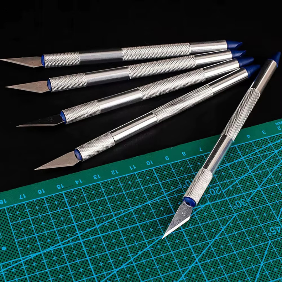 13-teiliges Schnitzmesser Set aus Aluminiumlegierung in Silber für Handwerk und Modellbau - Bild 5