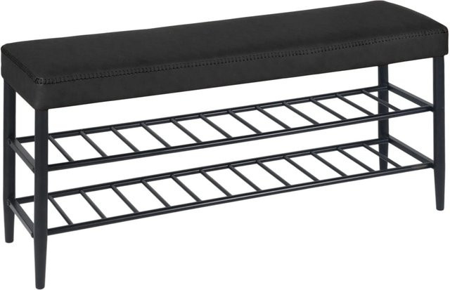 Relaxdays Schuhbank aus Eisen und Kunstleder in Schwarz mit 2 Ablagen, B/T/H: 100 x 30 x 50 cm - Bild 1