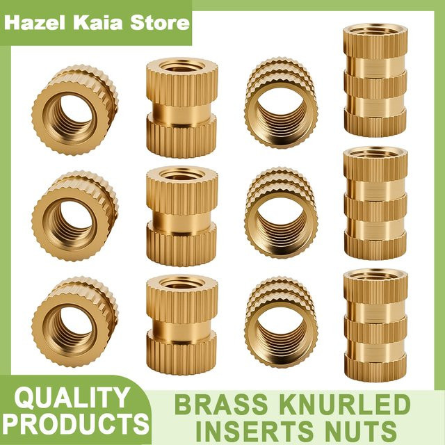 Messing-Einsatzmuttern für Spritzguss von Hazel Kaia, gerändelte Gewindeeinsätze in Gold, M1.4 - Bild 1