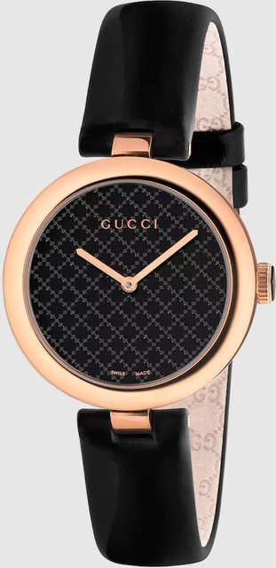 Gucci Damenuhr, Diamantbesetzt, Quarz, Edelstahl, Roségold, 32 mm, Schwarz - Bild 1