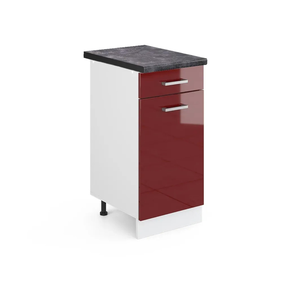 Vicco Küchenunterschrank R-Line in Bordeaux Hochglanz und Weiß mit Anthrazit, B: 40 cm, H: 81,6 cm, T: 60 cm - Bild 2