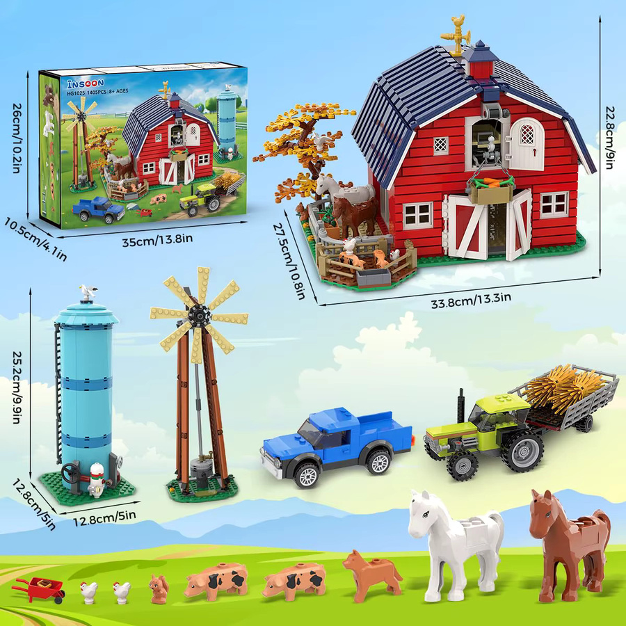 HOGOKIDS Bauernhof-Scheunen-Bauset mit Licht, Windmühle, Traktor und Tieren in Mehrfarbig für Kinder und Erwachsene ab 8 Jahren - Bild 5