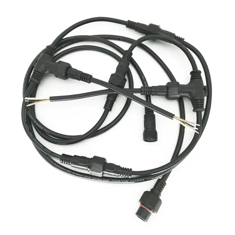 DIVEDEER T-Typ Lichterkette Steckverbinder für den Außenbereich, wasserdichter Kabel-Adapterleitung IP68, Schwarz - Bild 3