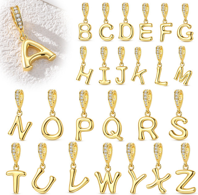 Charms 925 Sterlingsilber, goldener Anhänger mit Buchstaben und Namen, Perlen, Damen - Bild 1