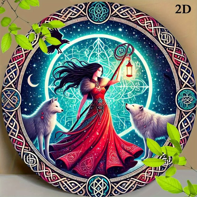 HELLOYOUNG Metallschild Celtic Goddess Morrigan, rund, mehrfarbig, Durchmesser: 20 cm - Bild 1