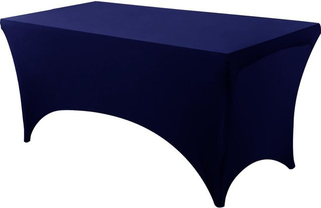 Dehnbare Spandex-Tischdecke für Veranstaltungen in Navy Blau, rechteckig, waschbar und knitterfrei, B/T/H: 122 x 76 x 76 cm - Bild 1