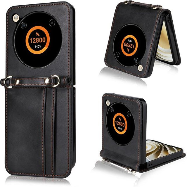 Leder Handyhülle für ZTE Nubia Flip 5G als Brieftaschen Hülle mit Lanyard und Kartenhalter in Braun - Bild 1
