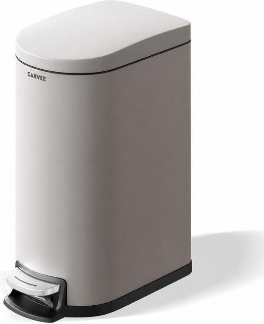 Garvee Edelstahl-Mülleimer mit Deckel und Soft-Close, geruchsdichter Tret-Mülleimer mit herausnehmbarem Inneneimer, Grau, Volumen: 10 l, B/T/H: 38,8 x 18,6 x 25,0 cm - Bild 1
