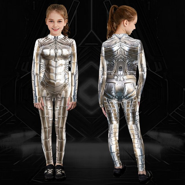 Zawaland Roboter Kostüm, Zentai Anzug, Weltraum, Grau - Bild 1