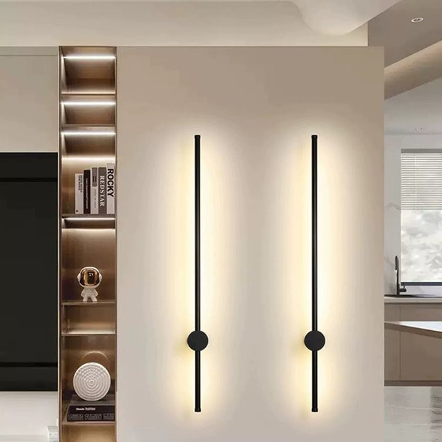 Feiyunlux 2er Set Moderne LED Wandleuchten in Schwarz aus Metall mit Warmweißem Licht für Schlafzimmer und Wohnzimmer - Bild 1