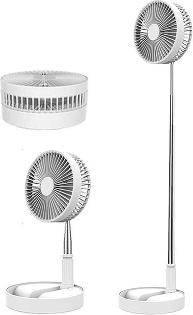 ROFAELEC Tragbarer Mini Ventilator, faltbar und teleskopierbar, wiederaufladbar, Weiß - Bild 1