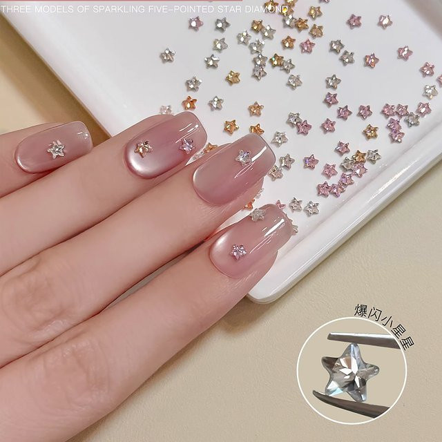 MAFANAILS Nail Art Charms, 30 Stück, 3 mm Mini fünfzackiger Stern Zirkon, glänzend - Bild 1