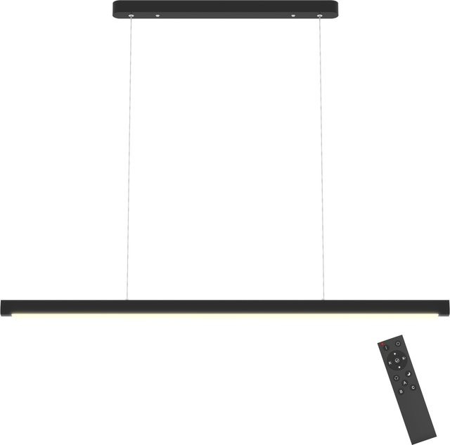 HOMCOM LED Pendelleuchte Schwarz, lineare Hängeleuchte aus Aluminium, höhenverstellbar und dimmbar mit Fernbedienung, Höhe: 114 cm - Bild 1