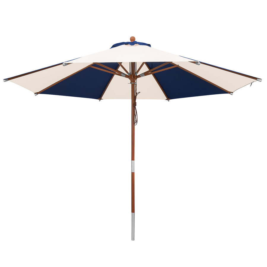anndora Sonnenschirm rund Natural Navyblau gestreift mit UV-Schutz UPF 50+ Durchmesser: 300 cm - Bild 1