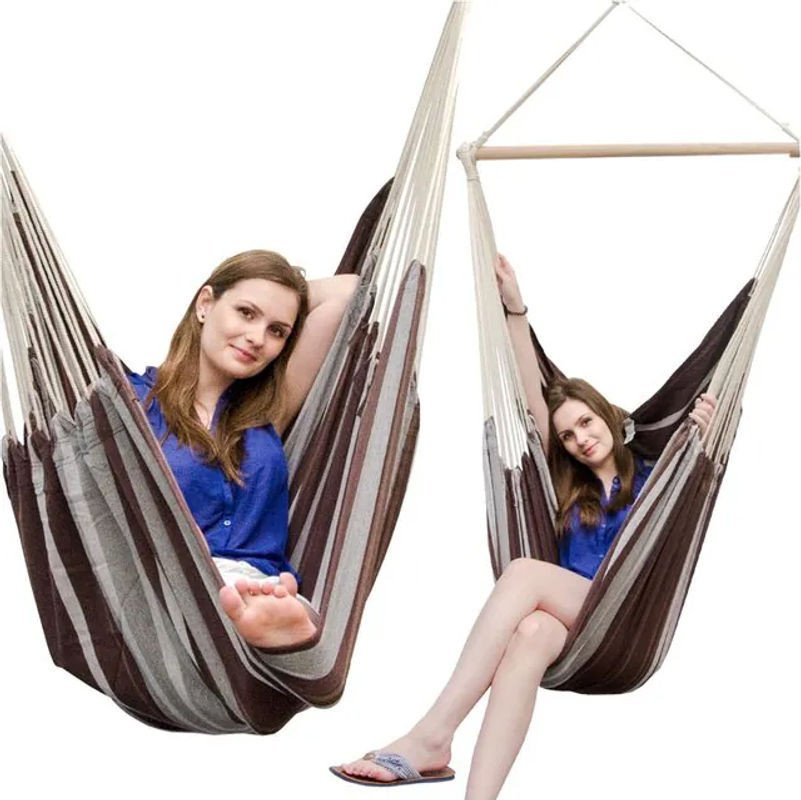 AMANKA XXL Hängesessel für 2 Personen aus Baumwolle in Braun und Bunt mit 360 Grad Schwenkfunktion, B/H: 185 x 130 cm - Bild 1