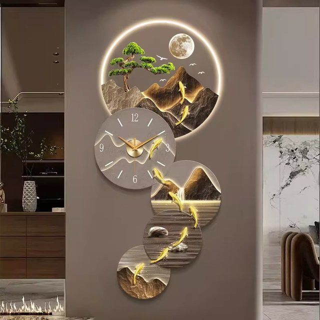 MBVM Kunst-Wanduhr im modernen minimalistischen chinesischen Stil, graue analoge Wanduhr mit geräuschlosem Mechanismus - Bild 1