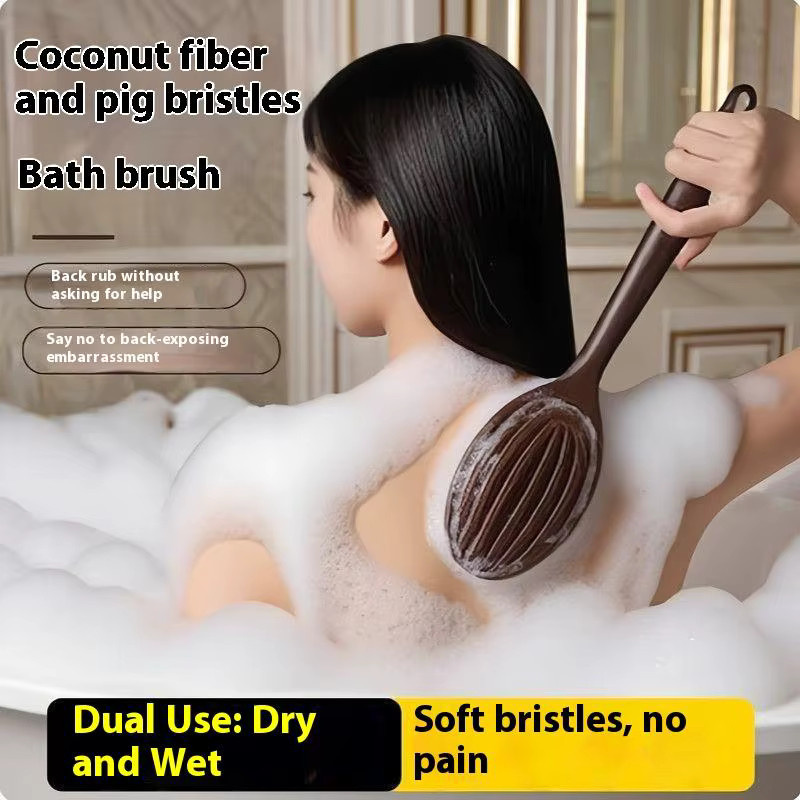 Badebürste mit Naturborsten und PE-Griff, braun - Bild 3