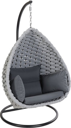 Home Deluxe Hängesessel CADEIRA Egg-Design mit Standmontage und Kissen in Grau und Schwarz
