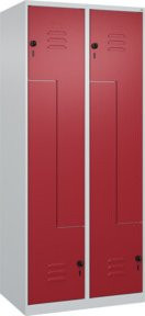 C+P Z-Spind Classic PLUS Spind mit 4 Fächern, Sicherheits-Drehriegel, Stahl, grau/rot, B/T/H: 80 x 50 x 185 cm - Bild 1
