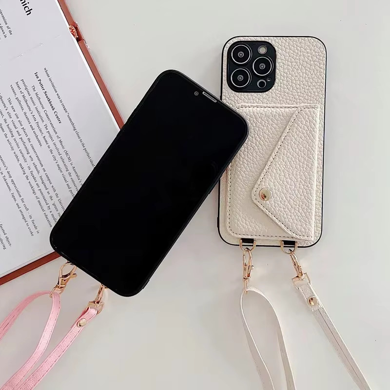 Leder Umhängetasche mit Kartenhalter und Geldbörse für iPhone in Pink - Bild 3