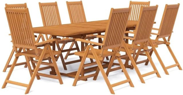 vidaXL 9-teilige Garten-Essgruppe aus Akazien-Massivholz, braun, ausziehbar - Bild 1