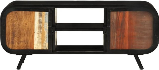 vidaXL TV-Schrank Modell 3 aus Altholz Massiv in Braun mit Metall, B/T/H: 110 x 30 x 45 cm - Bild 1