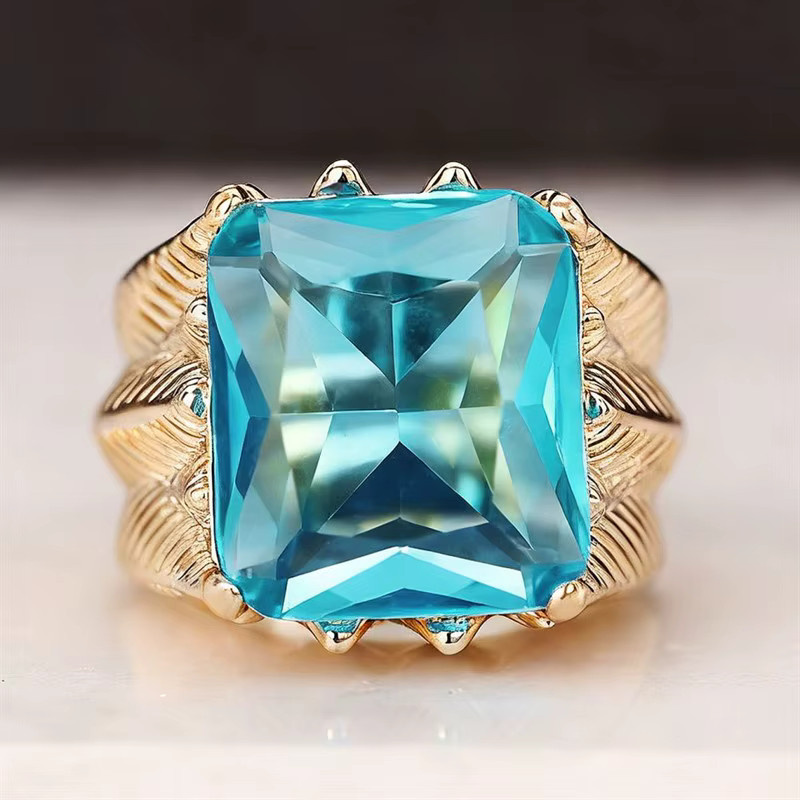 Huitan Ring, blauem Zirkonia, goldfarben, Damen - Bild 3