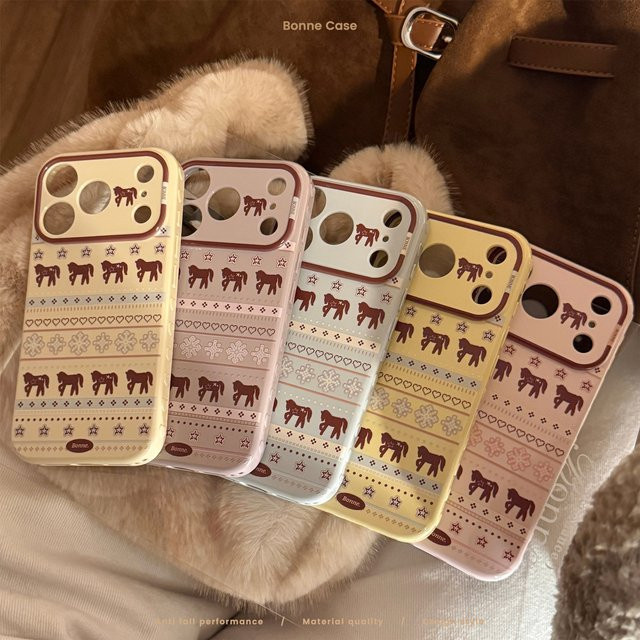Potdemiel iPhone Handyhülle mit Koreanischem Cartoon Pony Design in Candy Farben, Stoßfestes Soft Cover für iPhone 17 16 15 14 13 12 Pro Max - Bild 1