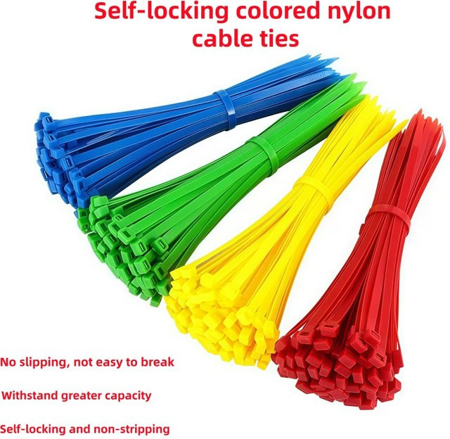 100 Stück selbstsichernde Nylon-Kabelbinder aus Kunststoff in Mehrfarben und Weiß - Bild 1