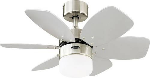 Westinghouse Flora Royale Deckenventilator in Chrom mit Beleuchtung und Zugkette, Durchmesser: 76 cm, Höhe: 38 cm - Bild 1