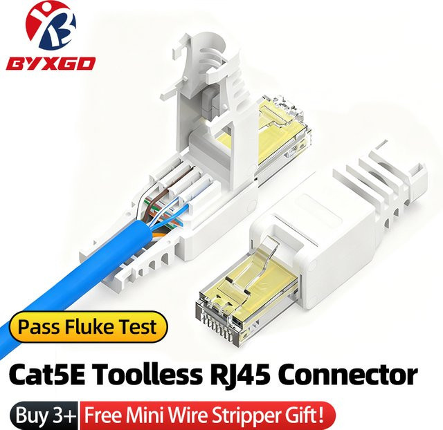 BYXGD Cat5e RJ45-Stecker werkzeuglos und wiederverwendbar für Ethernet LAN Netzwerkkabel - Bild 1