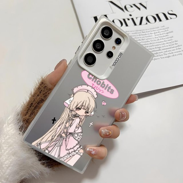 C-Chobits Cute Anime Handyhülle aus Silikon für Samsung Galaxy S25 Edge S24 S23 S22 S21 S20 Ultra in Silber und Mehrfarbig - Bild 1