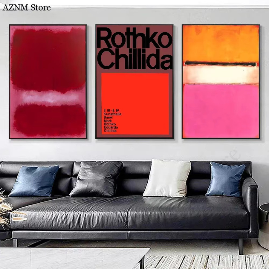 Potdemiel Abstraktes Wandkunst Poster im Mark Rothko Stil, Skandinavische Moderne Selbstklebende Wandaufkleber aus Papier - Bild 3