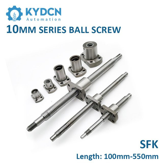 KYDCN Miniatur Kugelgewindetrieb Sfk1002 Sfk1004 in Silber, Durchmesser: 10 mm, Länge: 100 mm bis 550 mm für CNC und 3D-Drucker - Bild 1