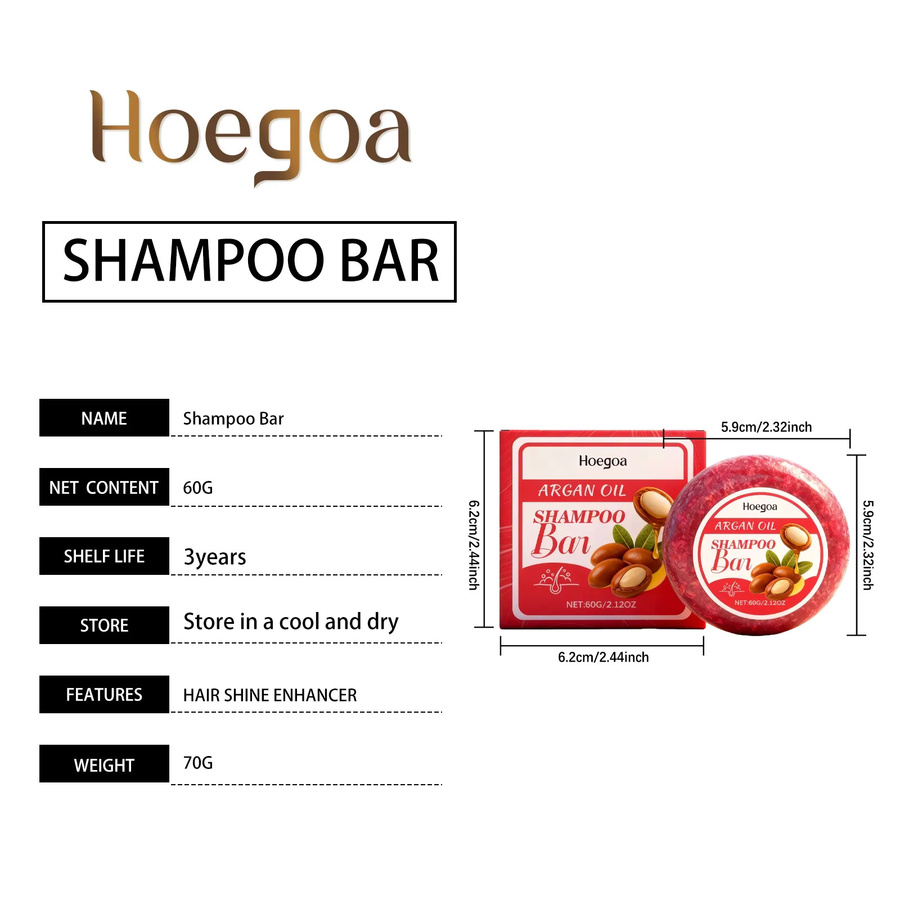 HOEGOA Festes Shampoo, Rizinusöl, Sheabutter, 60 g, Unisex - Bild 3