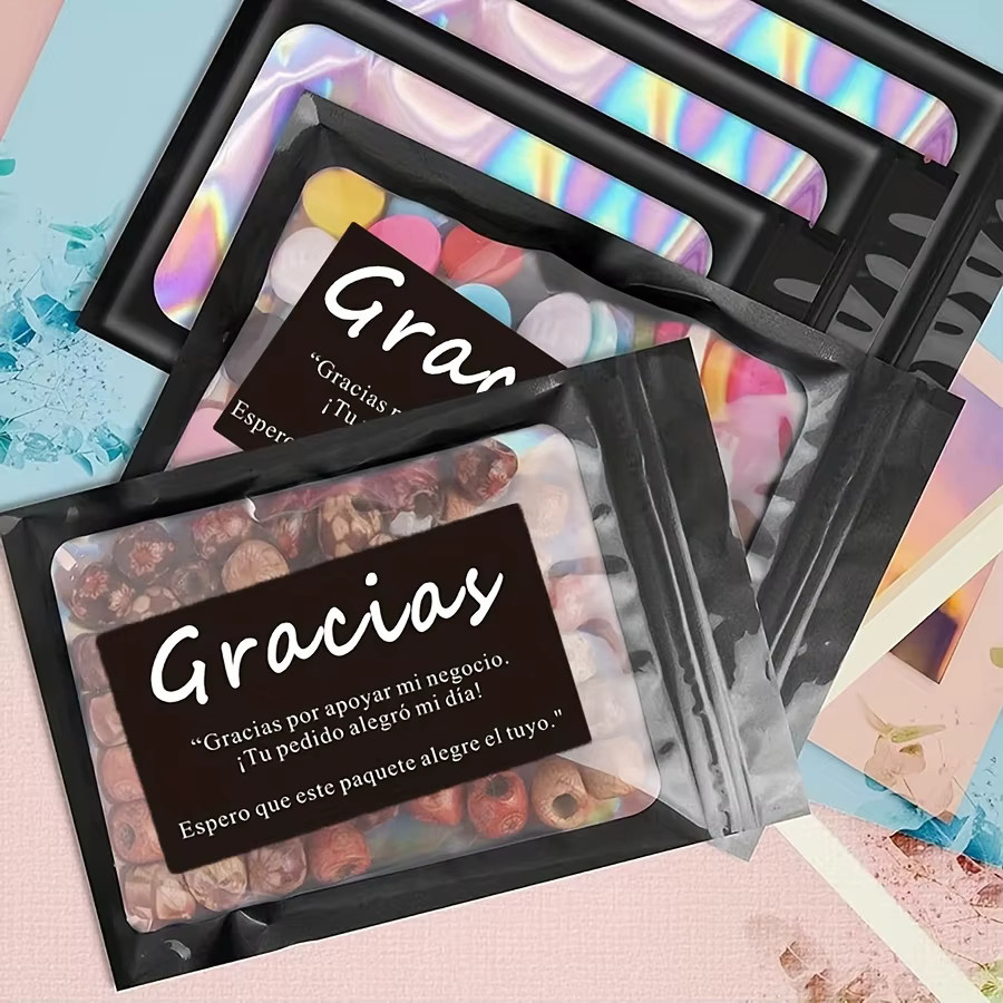 100 Stück Gracias Dankeskarten in Schwarz für dein Kleinunternehmen als professionelle Bestellbeilagen aus Papier - Bild 5