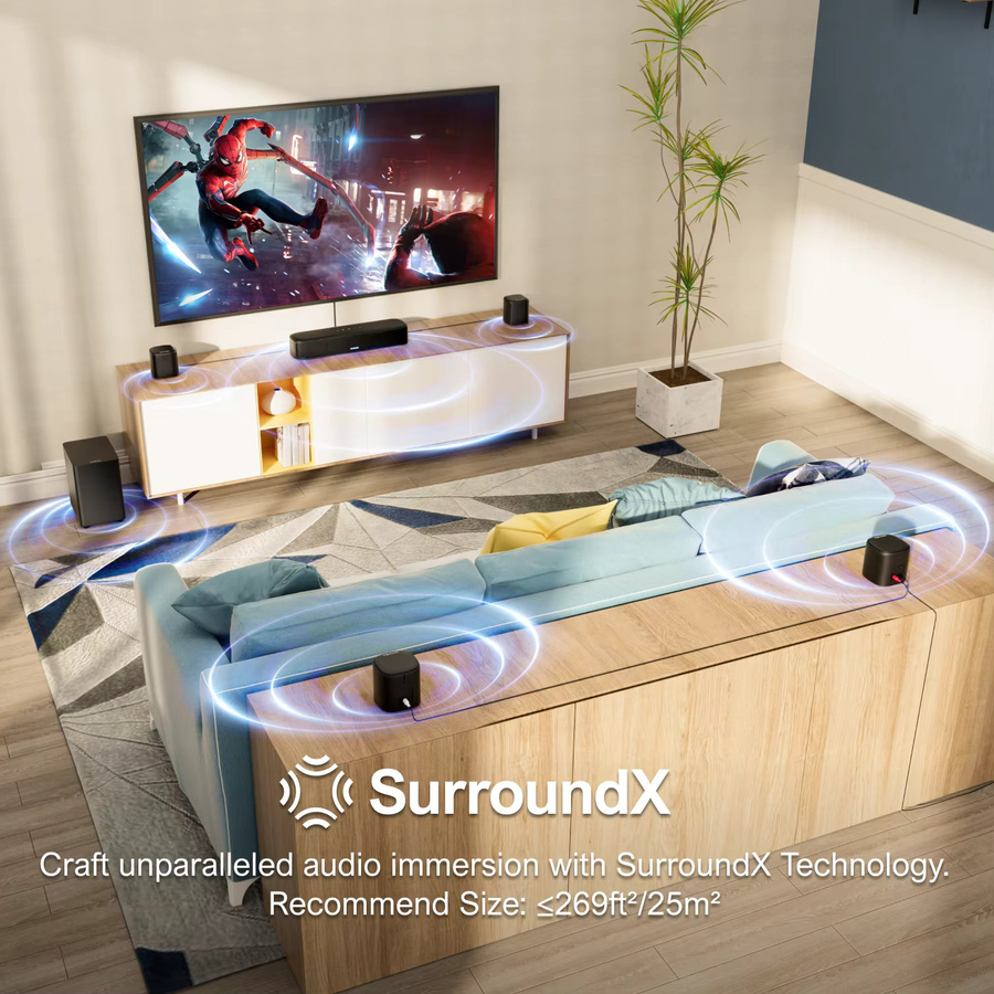 ULTIMEA 7.1-Kanal Soundbar-System in Schwarz mit 4 Surround-Lautsprechern und App-Steuerung für dein Heimkino-Erlebnis - Bild 3