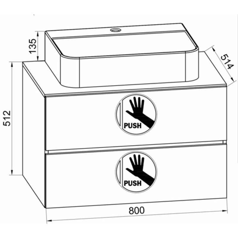 VCM Waschplatz-Set Lendas 2-tlg. mit schwarzem Keramik-Waschbecken und braunem Unterschrank, Breite: 80 cm - Bild 2