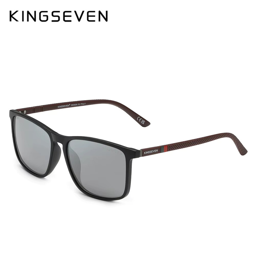 KINGSEVEN Sonnenbrille, Rechteck, Vollrand, Unisex, Schwarz, polarisiert - Bild 2
