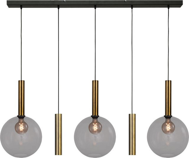 Masterlight Bella 2 3/2 Pendelleuchte 5-flammig mit Glas in Rauchgrau und Messing antik - Bild 1