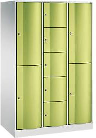 C+P Kombi-Schließfachschrank Resisto mit 3 Abteilen und 9 Fächern, Lichtgrau/Clowngrün, B/T/H: 114,8 x 64,0 x 195,0 cm - Bild 1