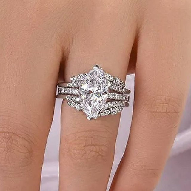 Huitan Damenring, 2er-Set, Silber, Zirkonia, Damen - Bild 1