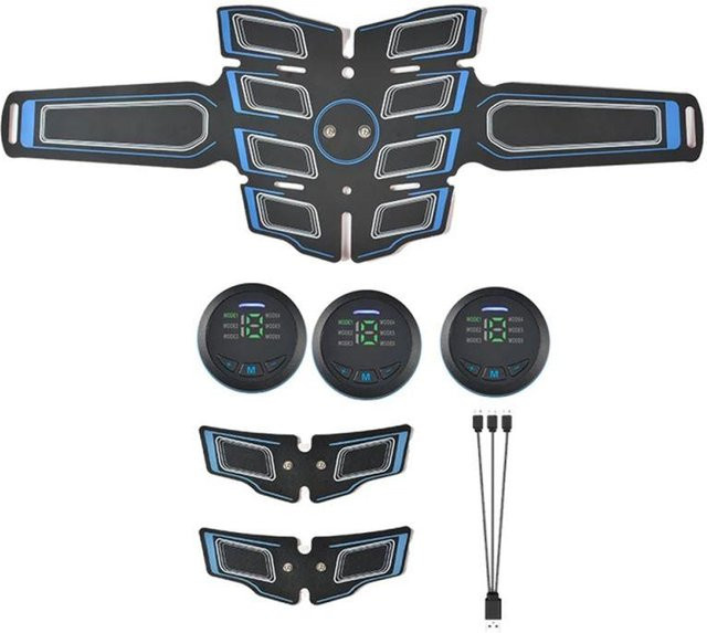 YJMP EMS Bauchmuskelstimulator Trainer mit 3 Controllern, USB wiederaufladbar, Tens Pulse Muskelmassage Fitness Trainingsgerät zur Unterstützung deines Gewichtsverlusts, Schwarz - Bild 1