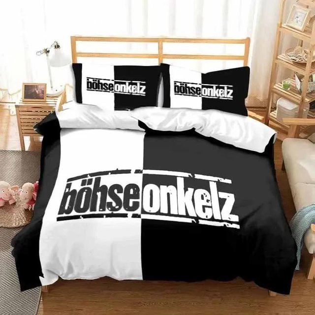 Gu Tao Böhse Onkelz Doppelbettwäsche-Set, 3-teilig, Schwarz, B/H: 180 x 210 cm - Bild 1